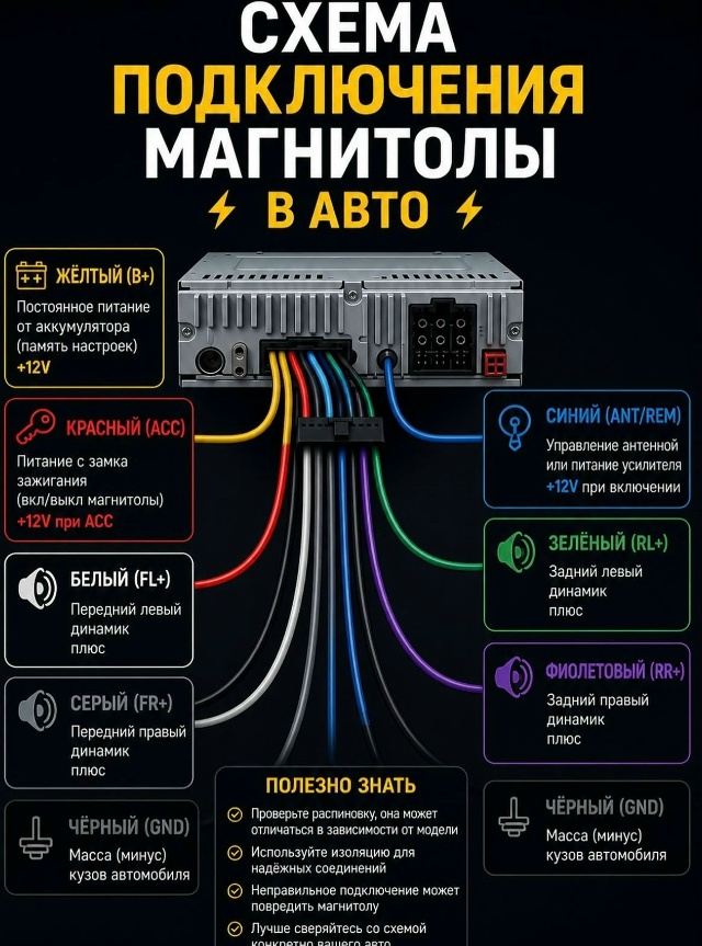 Как подключить магнитолу